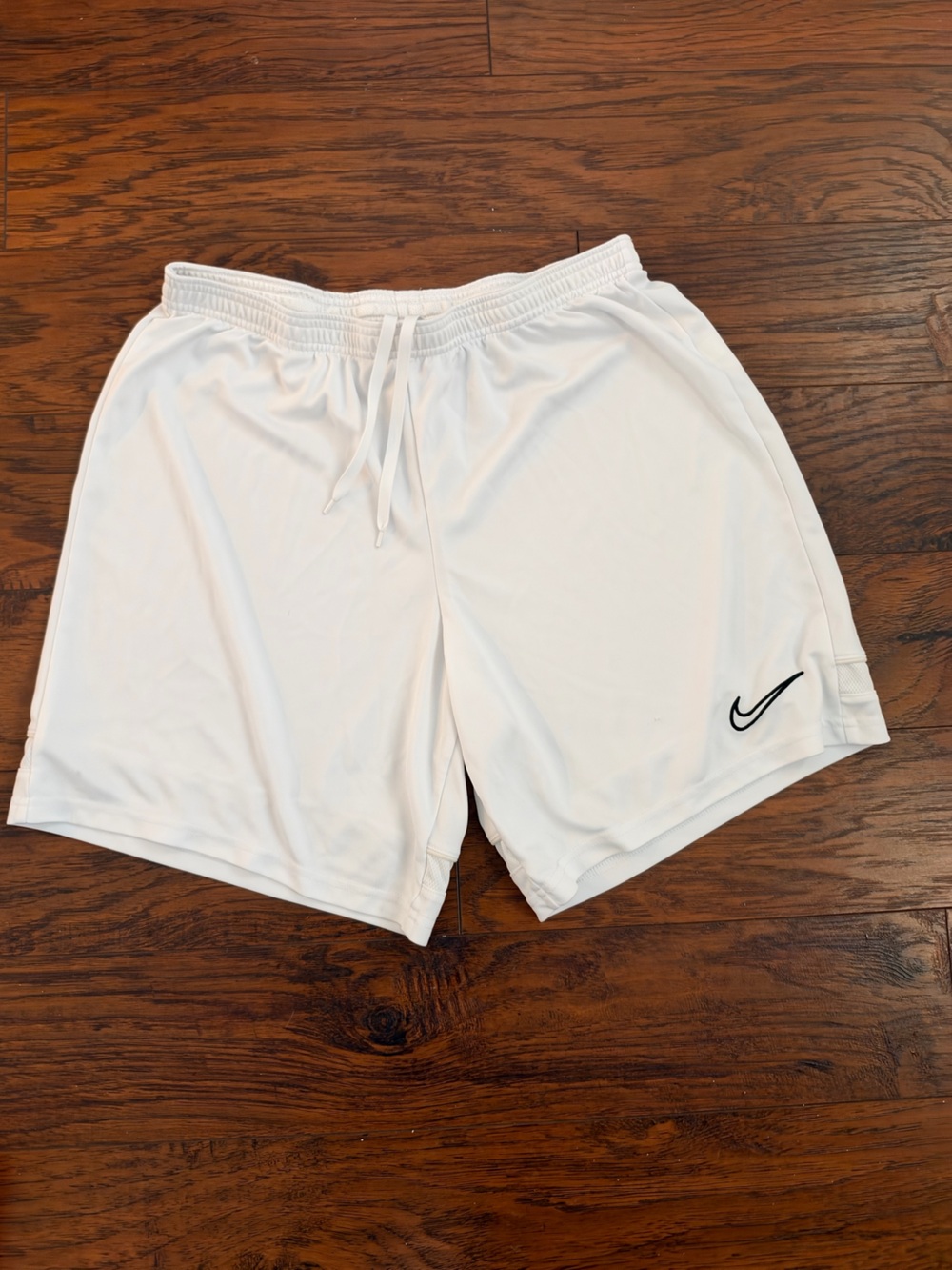 Nike White Women's Athletic Shorts with Black Swoosh